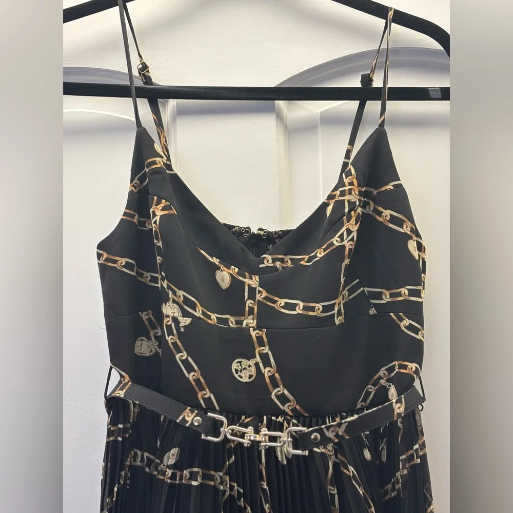Zimmermann Sunray Pleated Picnic Midi Dress Black Chain-Print Spaghetti Strap 1 - Picture 14 of 16
